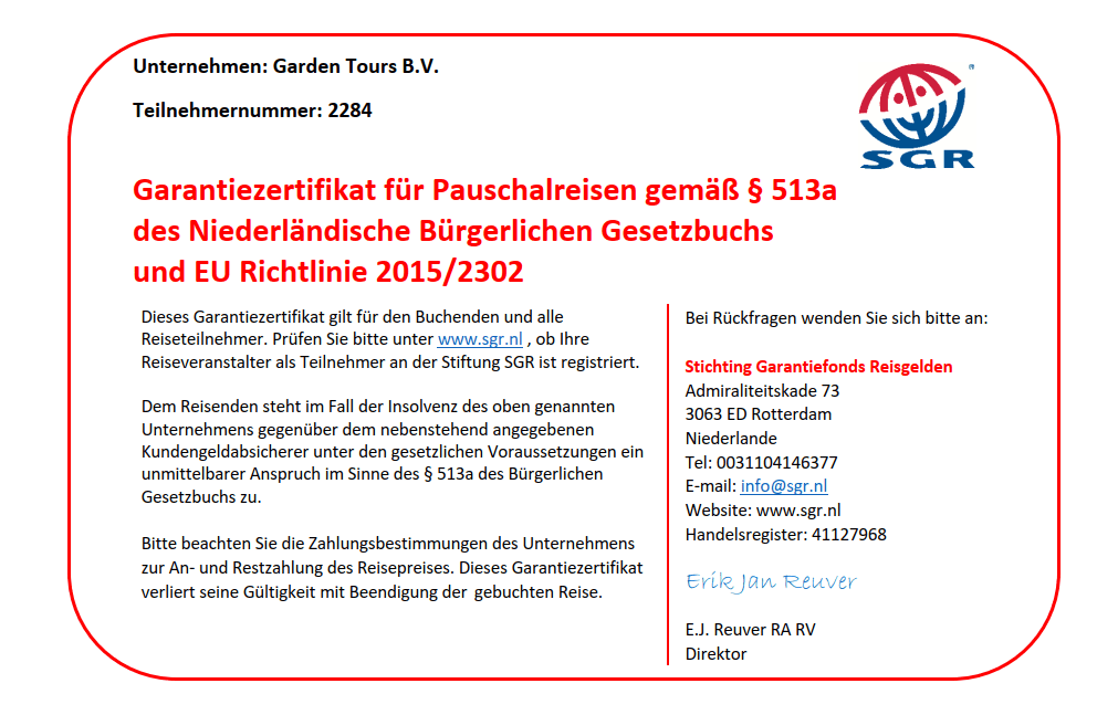 Garantiezertifikat SGR